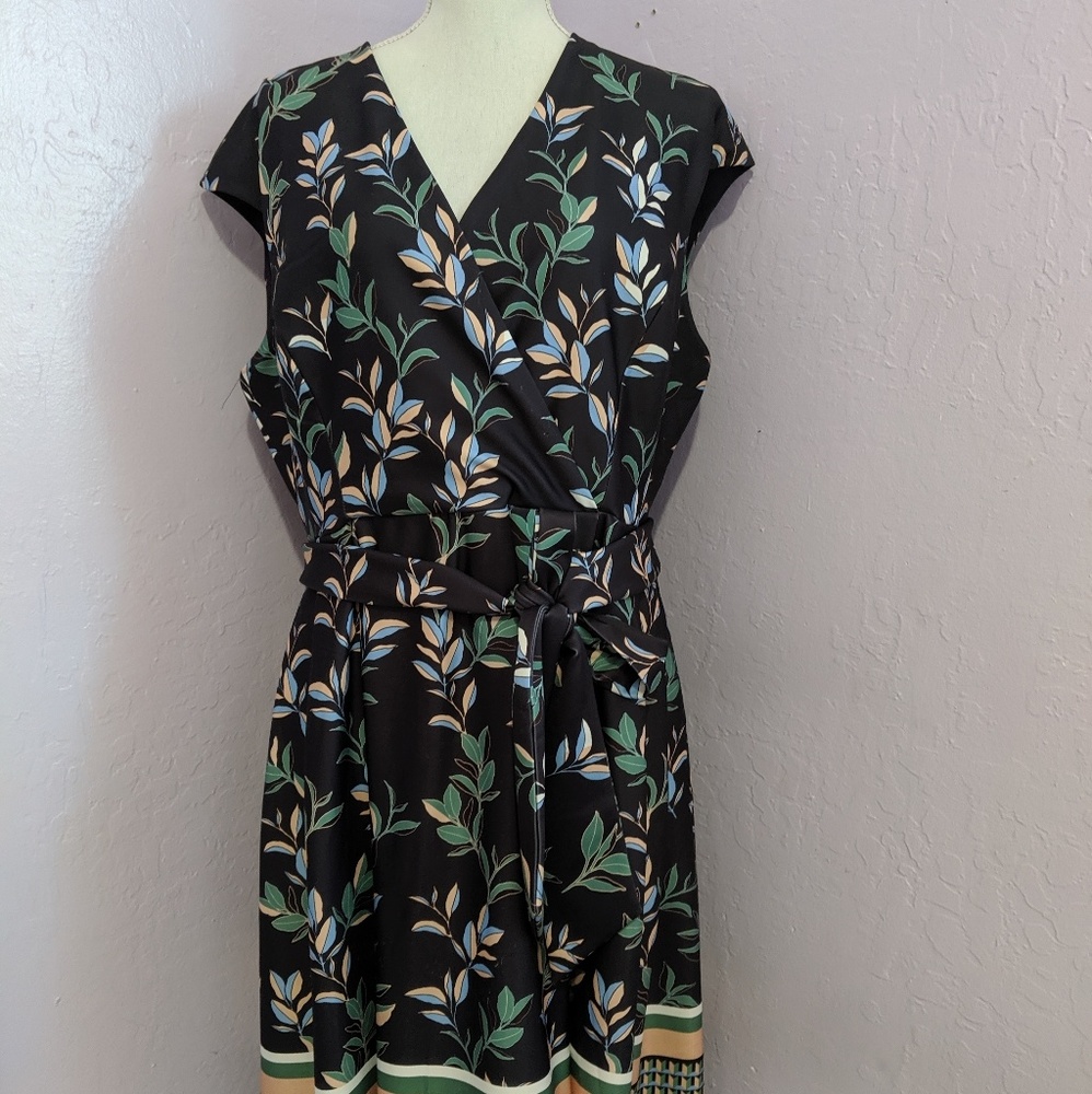 Jessica Surplice Fit and Flare Belted dress.